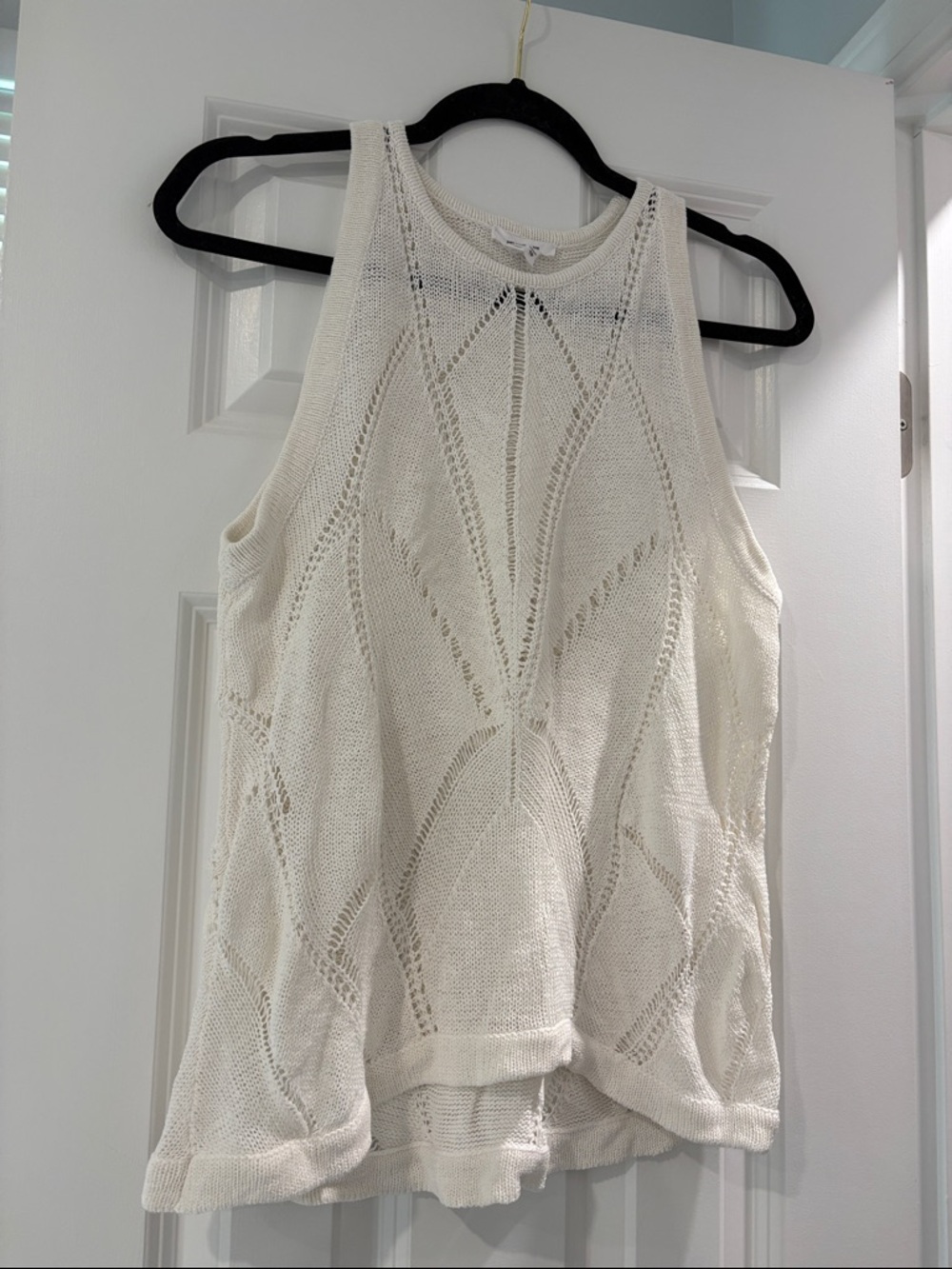 Helmut Lang Cream Openwork Knit Tank